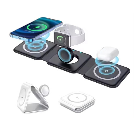 1stCOOL bezdrátová přenosná QI nabíječka 3v1, MagSafe, USB-C, černá 1stCOOL bezdrátová přenosná QI nabíječka 3v1, MagSafe, USB-C, černá