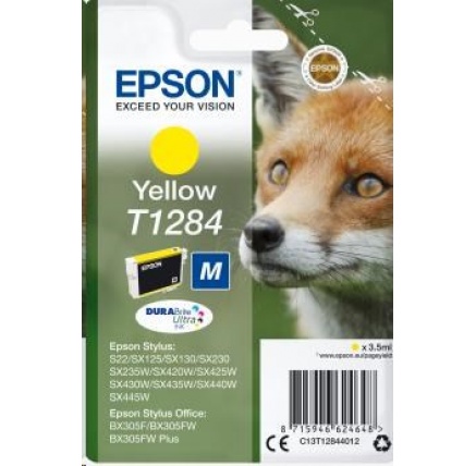 EPSON ink bar Singlepack "Liška" Yellow T1284 DURABrite Ultra Ink (3,5 ml)