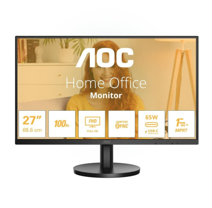 AOC MT IPS LCD WLED 27" 27B3CA2 - IPS panel, 100Hz, 1920x1080, HDMI, USB-C, USB 3.2, repro
