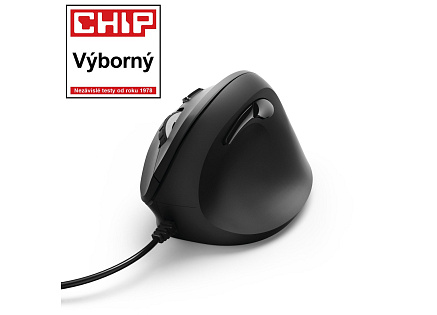 Hama vertikální ergonomická kabelová myš EMC-500, 6 tlačítek, černá