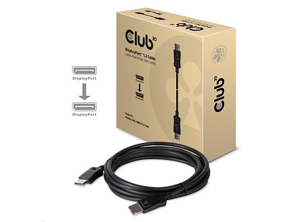 Club3D Kabel certifikovaný DisplayPort 1.2, 4K60Hz UHD (M/M), 3m, 30 AWG