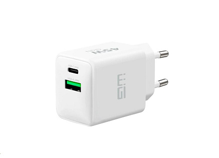 WG Síťová nabíječka GaN 2xUSB (A+C)/USB-C PD45W+USB-A QC3.0 18W/white