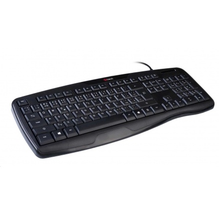 C-TECH Klávesnice KB-107 USB, ERGO,  černá, CZ/SK