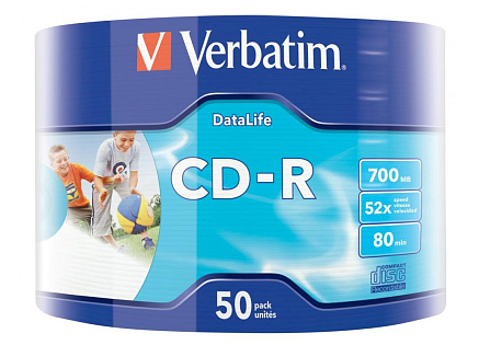 VERBATIM CD-R (50-pack)Spindle/Extra Protection Datalife Inkjet Printable Wrap /52x/700MB WRAP