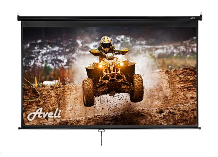 Nástěnné projekční plátno AVELI, 204x115cm (16:9) 92", černý tubus