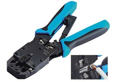 Kleště krimpovací PROFI s ráčnou pro konektory RJ10, RJ11, RJ12, RJ45, DEC s odizolovávačem Kleště krimpovací PROFI s ráčnou pro konektory RJ10, RJ11, RJ12, RJ45, DEC s odizolovávačem