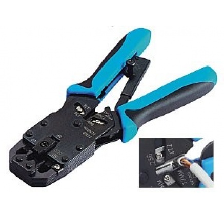 Kleště krimpovací PROFI s ráčnou pro konektory RJ10, RJ11, RJ12, RJ45, DEC s odizolovávačem Kleště krimpovací PROFI s ráčnou pro konektory RJ10, RJ11, RJ12, RJ45, DEC s odizolovávačem