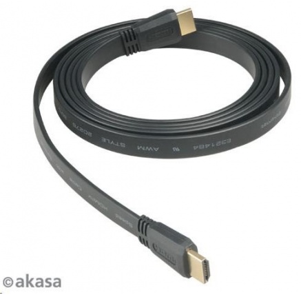 AKASA kabel  Proslim HDMI, podpora Ethernet, 2K a 4K rozlišení, pozlacené konektory, 2m