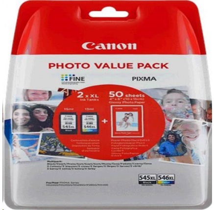 Canon CARTRIDGE PG-545XL/CL-546XL-fotopapír GP 501 multipack pro Pixma MG a Pixma TS 305, 3150, 3151 (400 str.)