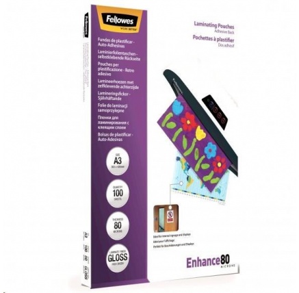 Laminovací fólie Fellowes A3 80 mic samolepící, balení 100 ks