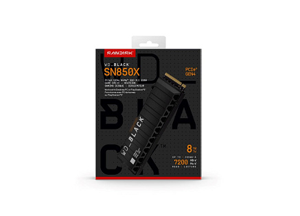 WD BLACK SSD NVMe 8TB PCIe SN850X, Powered by SanDisk, Gen4, (R:7200, W:6600MB/s), Chladič