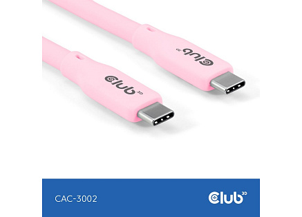 Club3D Kabel USB-C 4.0, 20Gbps, 4K60Hz, PD 240W, 2m, růžová