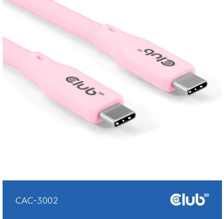 Club3D Kabel USB-C 4.0, 20Gbps, 4K60Hz, PD 240W, 2m, růžová Club3D Kabel USB-C 4.0, 20Gbps, 4K60Hz, PD 240W, 2m, růžová