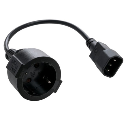 Kabel C-TECH síťový adaptér C14 (M) -> schuko (F), 15 cm