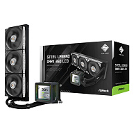 ASROCK Vodní chladič Steel Legend Dark 360 LCD, 3x120mm, LGA1851, AM5, černá