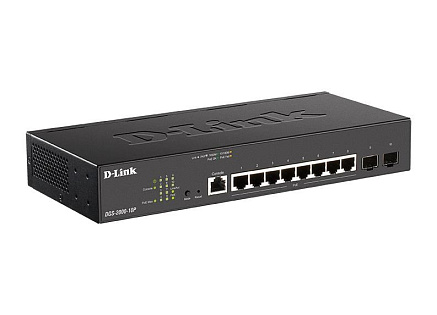 D-Link DGS-2000-10P Managed PoE switch, 8x GbE PoE+, 2x SFP, PoE 65W, fanless