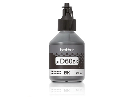 BROTHER INK BT-D60BK black pro T4xx, T5xx, T7xx, T9xx cca 6000 stránek, bezpigmentový - INKTANK