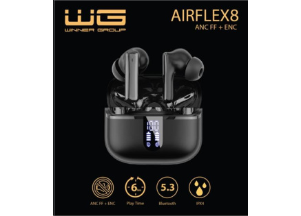 WG - Bluetooth sluchátka WG AirFlex 8, ENC + ANC, černá