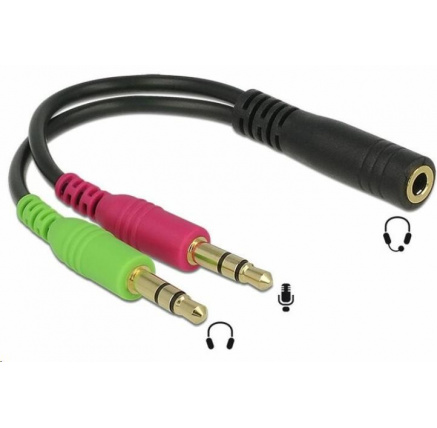 PREMIUMCORD Adaptér 4pólový jack3,5mm pro sluchátka a mikrofon, 30cm PREMIUMCORD Adaptér 4pólový jack3,5mm pro sluchátka a mikrofon, 30cm