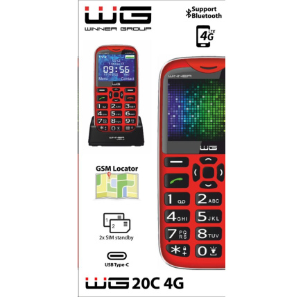 WG - Mobilní telefon WG20C, 4G, tlačítkový, červená
