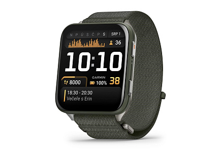 Garmin Venu® X1 Moss pouzdro s titanovou zadní stranou a nylonovým řemínkem ComfortFit v barvě Moss Garmin Venu® X1 Moss pouzdro s titanovou zadní stranou a nylonovým řemínkem ComfortFit v barvě Moss