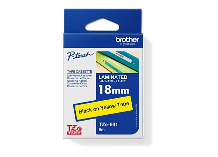 BROTHER TZE641 - kazeta TZ šířky 18mm, laminovaná TZE-641, žlutá/černé písmo