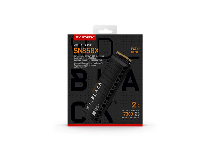 WD BLACK SSD NVMe 2TB PCIe SN850X Powered by SanDisk, Gen4, (R:7300, W:6600MB/s), Chladič