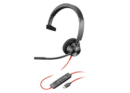 Poly Blackwire 3310 MS Teams náhlavní souprava, USB-C/A adaptér, mono