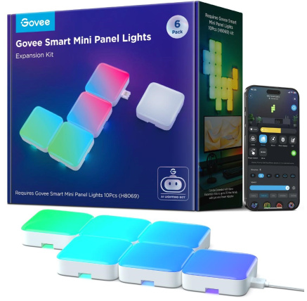 Govee Smart mini RGBIC panely - rozšíření 6ks Govee Smart mini RGBIC panely - rozšíření 6ks