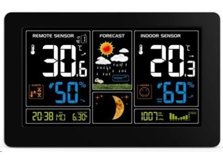 Solight TE81 meteostanice, extra velký barevný LCD, teplota, vlhkost, tlak, RCC, USB nabíjení, černá Solight TE81 meteostanice, extra velký barevný LCD, teplota, vlhkost, tlak, RCC, USB nabíjení, černá