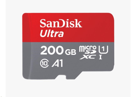 SanDisk MicroSDXC karta 200GB Ultra (120 MB/s, A1 Class 10 UHS-I, Android) + adaptér