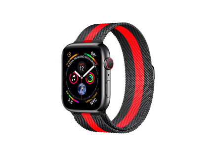 COTECi ocelový magnetický řemínek pro Apple Watch 42 / 44mm černá/červená