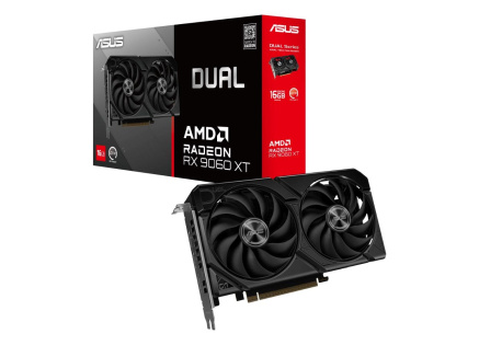 ASUS VGA AMD Radeon RX 9060 XT DUAL 16GB, RX 9060 XT, 16GB GDDR6, 2xDP, 1xHDMI