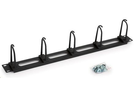 TRITON 19" vyvazovací panel průchozí 1U - 5x plastová úchytka velká, černá