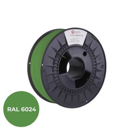 C-TECH Tisková struna (filament) PREMIUM LINE, PETG, dopravní zelená, RAL6024, 1,75mm, 1kg