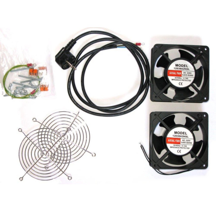 19" ventilace pro nástěnné rozvaděče XtendLan, 2 ventilátory 120mm, napájecí kabel, spojovací materiál