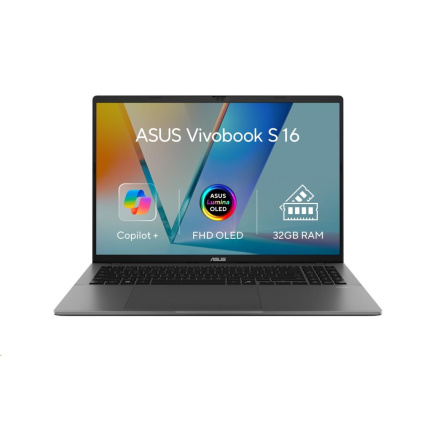 ASUS NTB Vivobook S 16 (M3607KA-OLED022X), R7 AI 350, 16" 1920x1200 OLED, 32GB, 1TB SSD, Radeon, W11 Pro, Matte Gray
