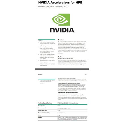 NVIDIA L40S 48GB PCIe Accelerator for HPE NVIDIA L40S 48GB PCIe Accelerator for HPE