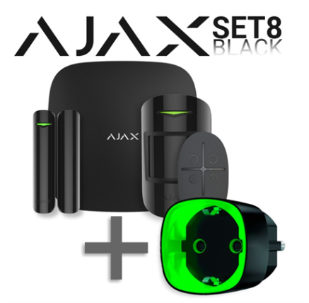 Ajax SET 8 -  StarterKit black +  Socket black - ZDARMA