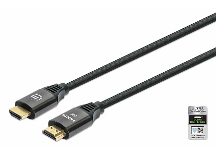 Manhattan kabel HDMI s Ethernetem, HDMI Male na Male, 3m, černá