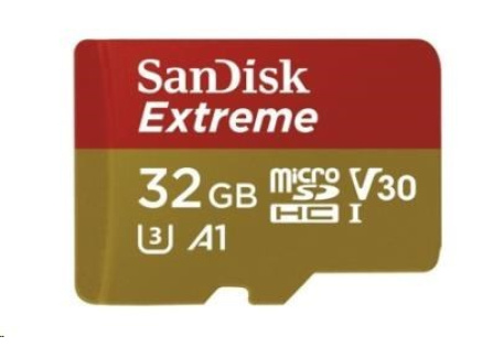 SanDisk MicroSDHC karta 32GB Extreme (100MB/s, Class 10, UHS-I U3 V30) + adaptér