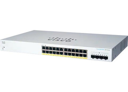 Cisco switch CBS220-24P-4X (24xGbE,4xSFP+,24xPoE+,195W)