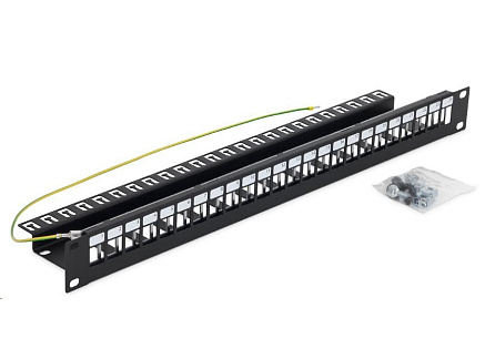TRITON 19“ modulární patch panel pro max. 24 keystone modulů, černý