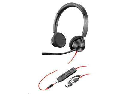 Poly Blackwire 3325 MS Teams náhlavní souprava, 3.5 mm jack + USB-C/A adaptér, stereo