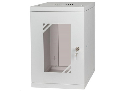 LEXI-Net 10" nástěnný rozvaděč Basic 9U 292x300, skleněné dveře, bez zad, svařovaný, šedý