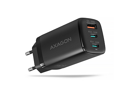 AXAGON ACU-DPQ65, GaN nabíječka do sítě 65W, 3x port (USB-A + dual USB-C), PD3.0/QC4+/PPS/Apple, černá AXAGON ACU-DPQ65, GaN nabíječka do sítě 65W, 3x port (USB-A + dual USB-C), PD3.0/QC4+/PPS/Apple, černá