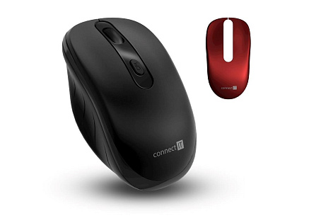 CONNECT IT LONG LIFE bezdrátová tichá myš, USB, (+ 2x AA baterie zdarma), černá