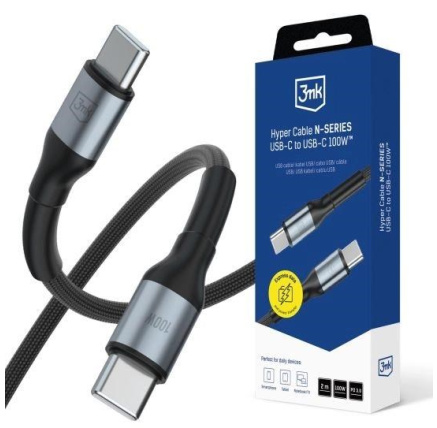 3mk kabel Hyper Cable N-SERIES C to C 2m 20V/5A 100W Black 3mk kabel Hyper Cable N-SERIES C to C 2m 20V/5A 100W Black