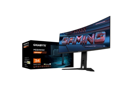 GIGABYTE LCD - 34" Gaming monitor MO34WQC, OLED, 3440 x 1440 WQHD, 175Hz, 1.5M:1, 250cd/m2;1000 cd, 0.03ms, 2xHDMI, 1xDP