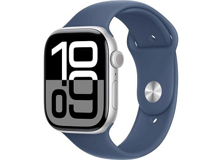 Apple Watch Series 10 GPS + Cellular 46mm Silver Aluminium Case with Denim Sport Band - S/M Apple Watch Series 10 GPS + Cellular 46mm Silver Aluminium Case with Denim Sport Band - S/M